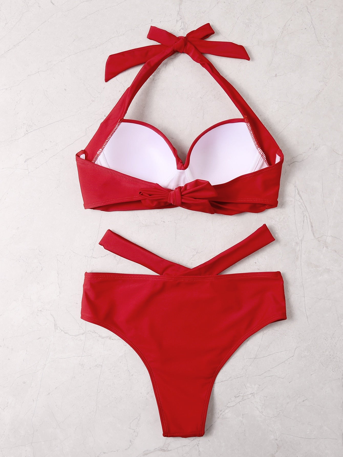 SHEIN Swim Basics Twist Front Push Up Bikini Swimsuit