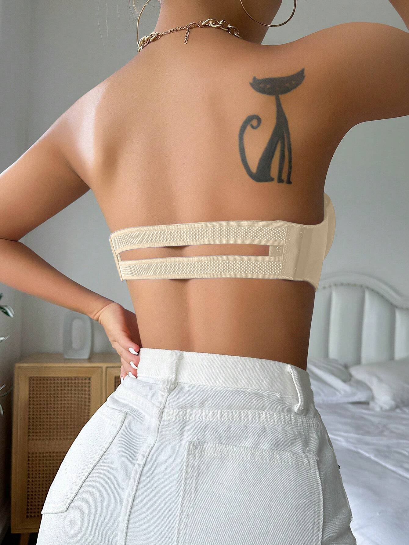 Thin Material Glossy Strapless Bra With Push Up, Slip Resistance, Side Support And Invisible Strap For Wedding Dress