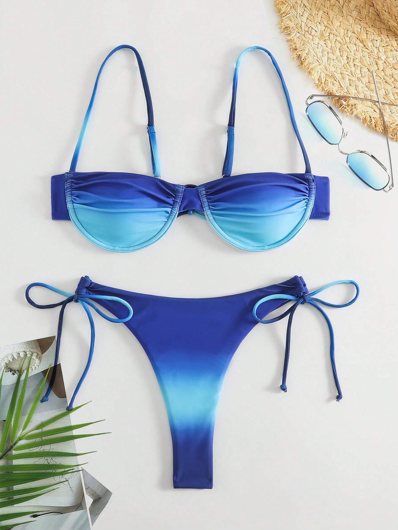 Fashionable And Sexy Ombre Side String Bikini Set