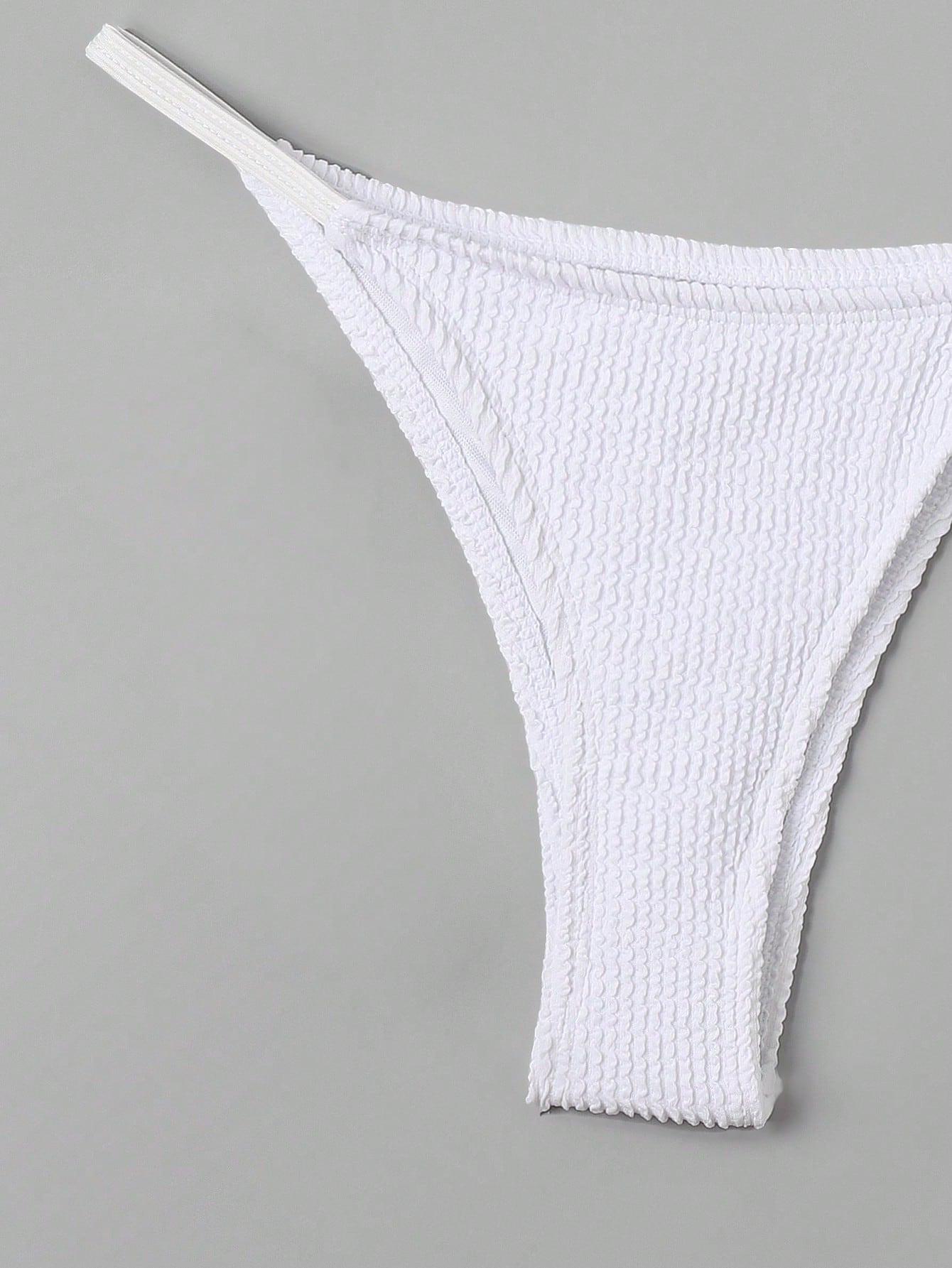 Contrast Binding Triangle Thong Bikini Swimsuit