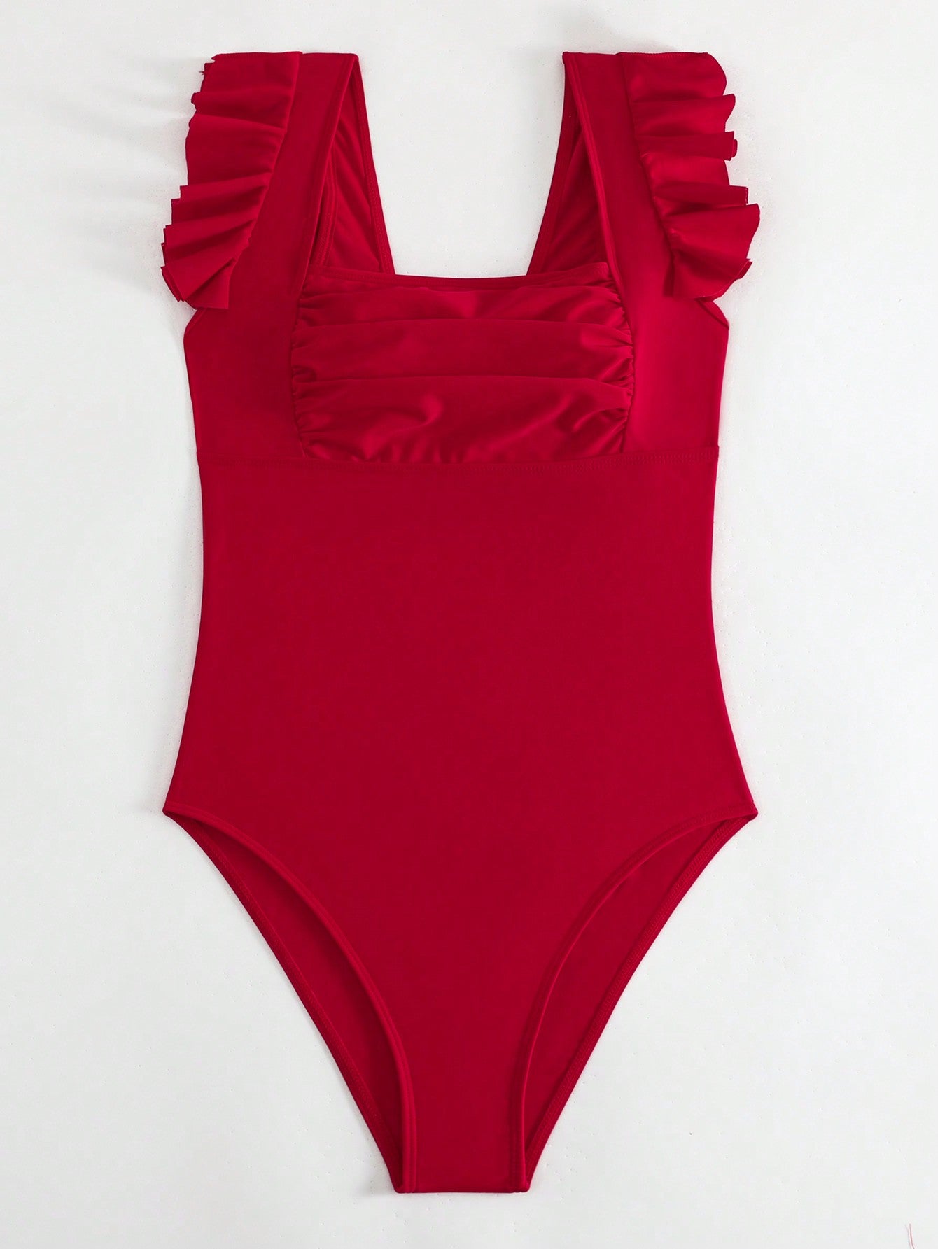 View Outfits SHEIN SHEIN Swim Chicsea Ruffle Trim Ruched Bust One Piece Swimsuit