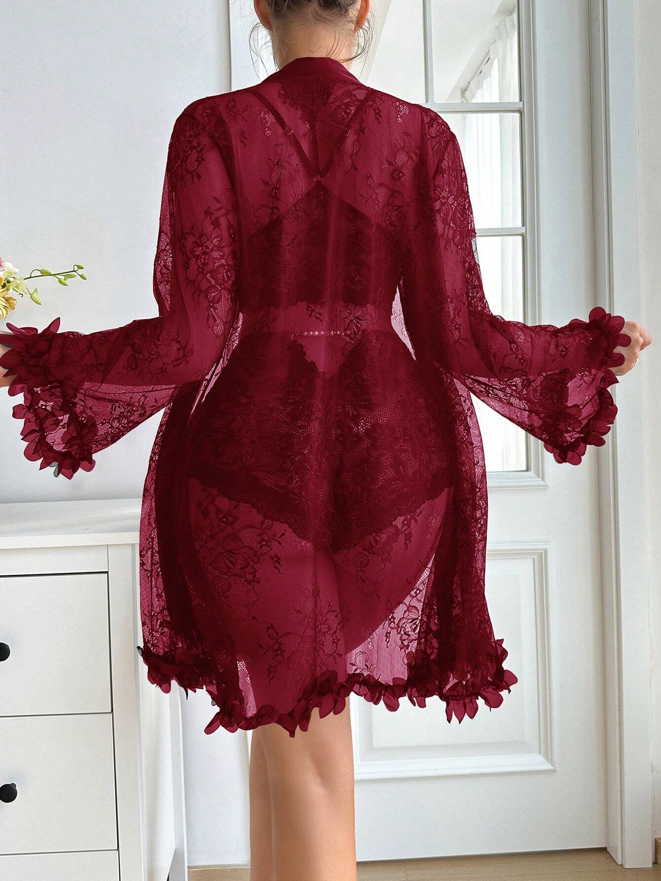 Ladies' Lace Sleepwear Set Pajama Set