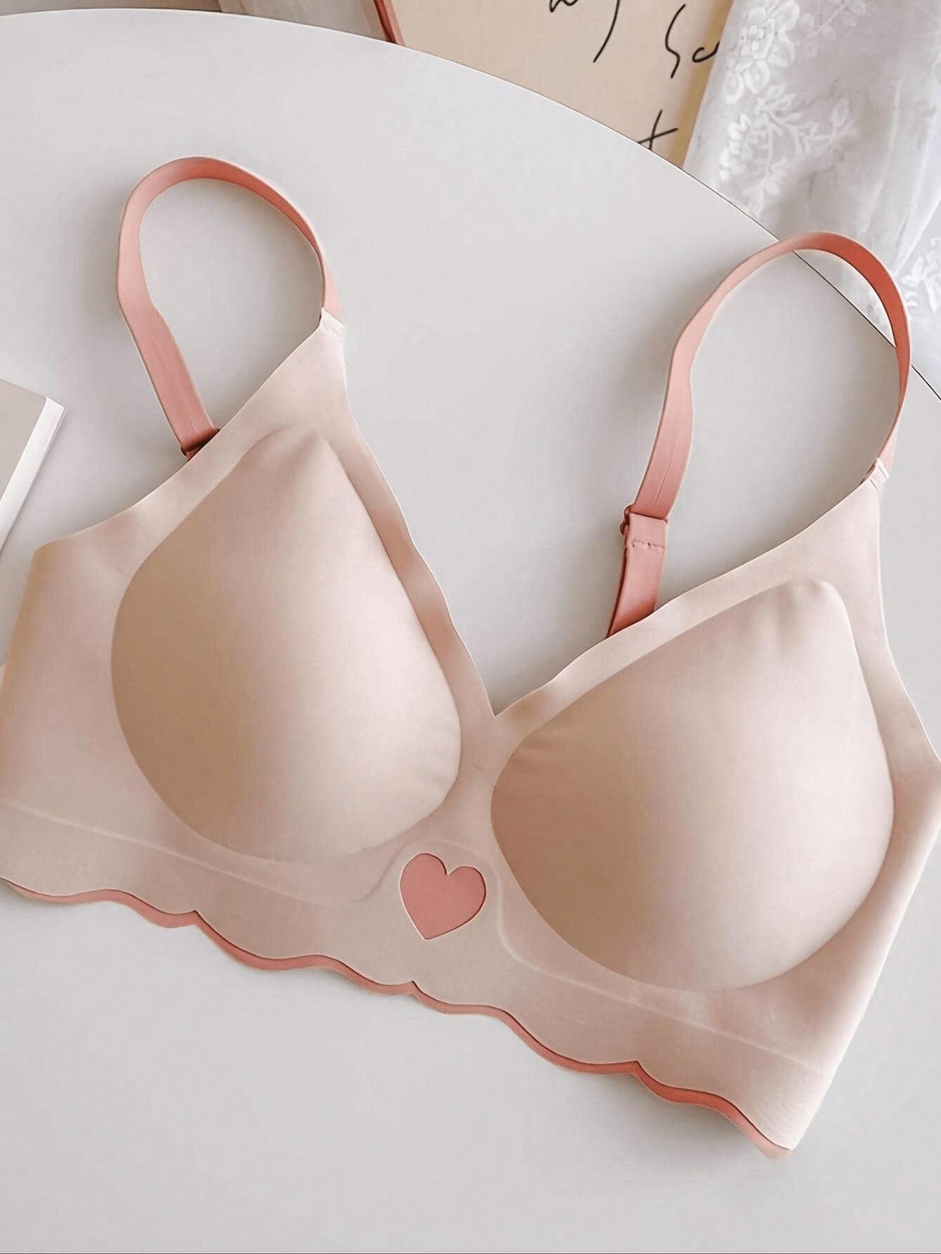 Women's Love Detail Underwear, Invisible, Non-Wired, Wrinkle-Free, Anti-Sagging, Push-Up, Comfortable, Lingerie