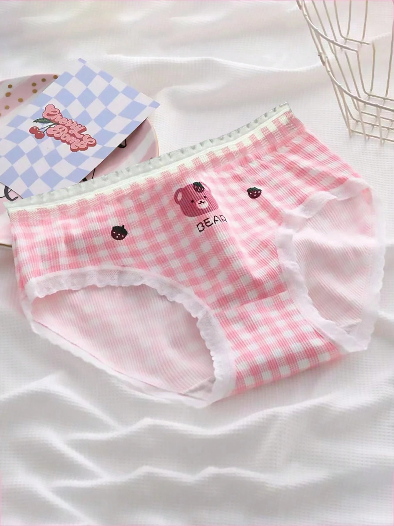 3pcs/Pack Cute Cartoon Print Soft Breathable Mid-Rise Panties