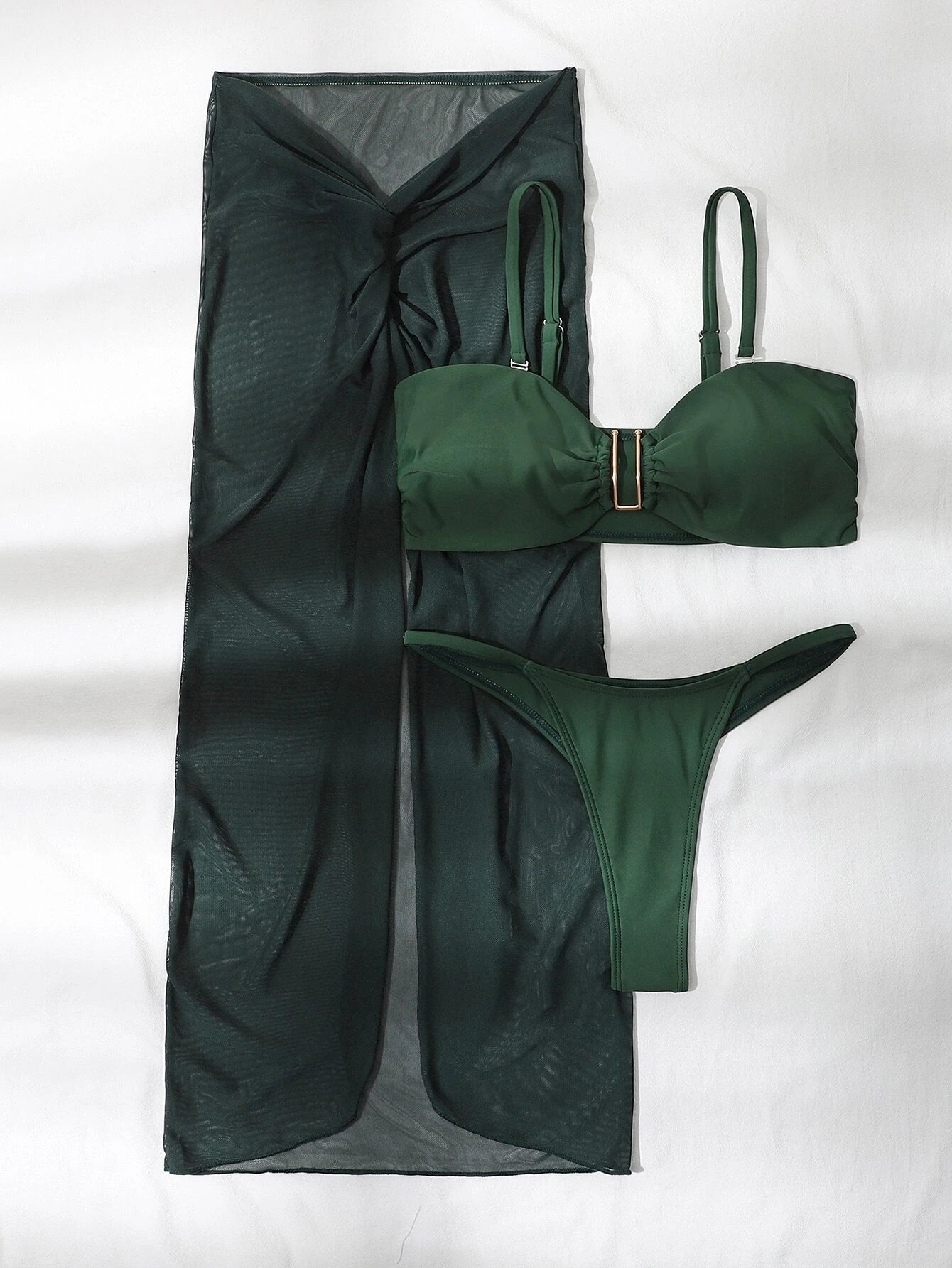 Swim 3pack Solid V Wired Bikini Swimsuit &amp; Twist Beach Skirt