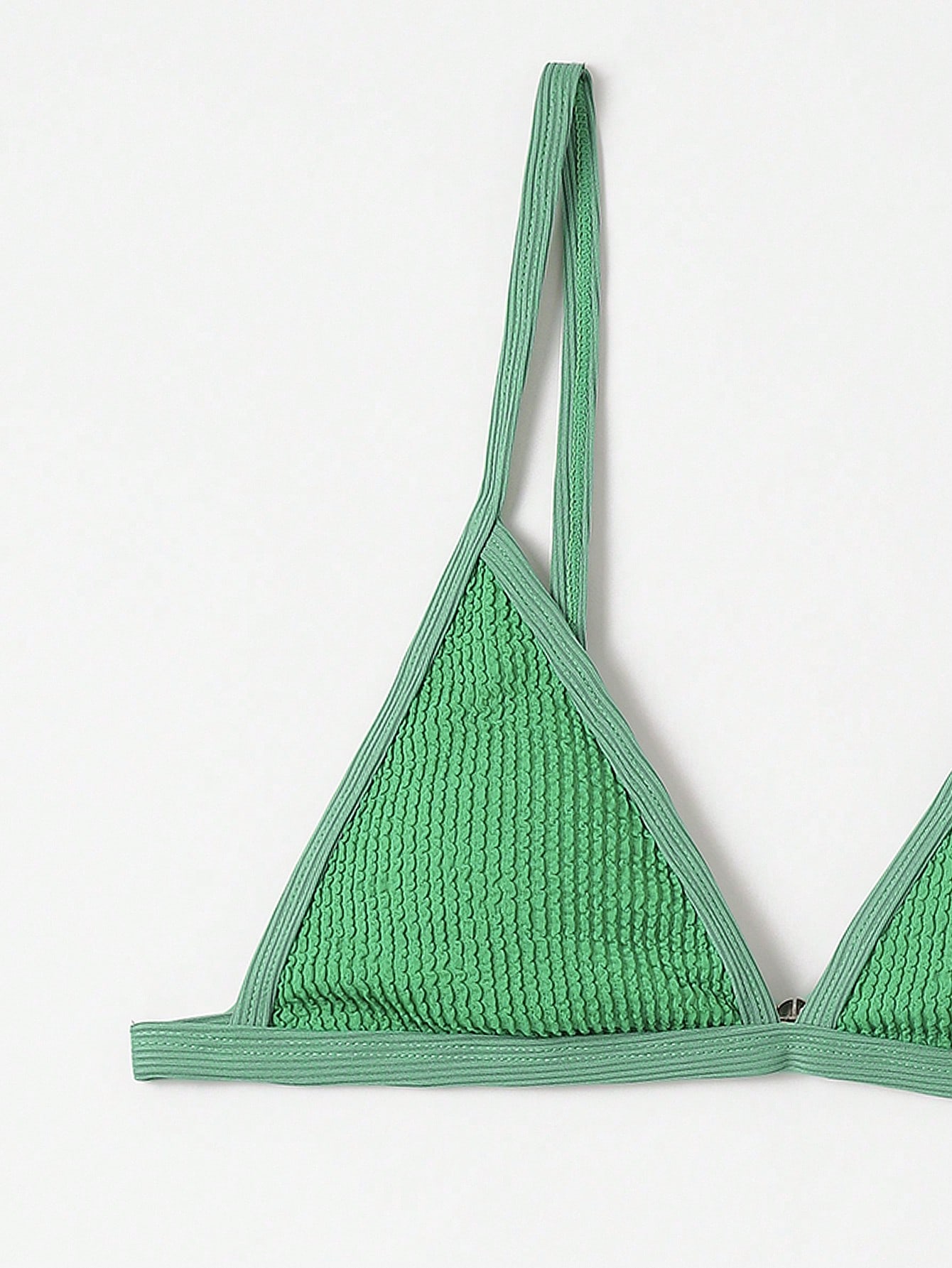 Contrast Binding Triangle Thong Bikini Swimsuit