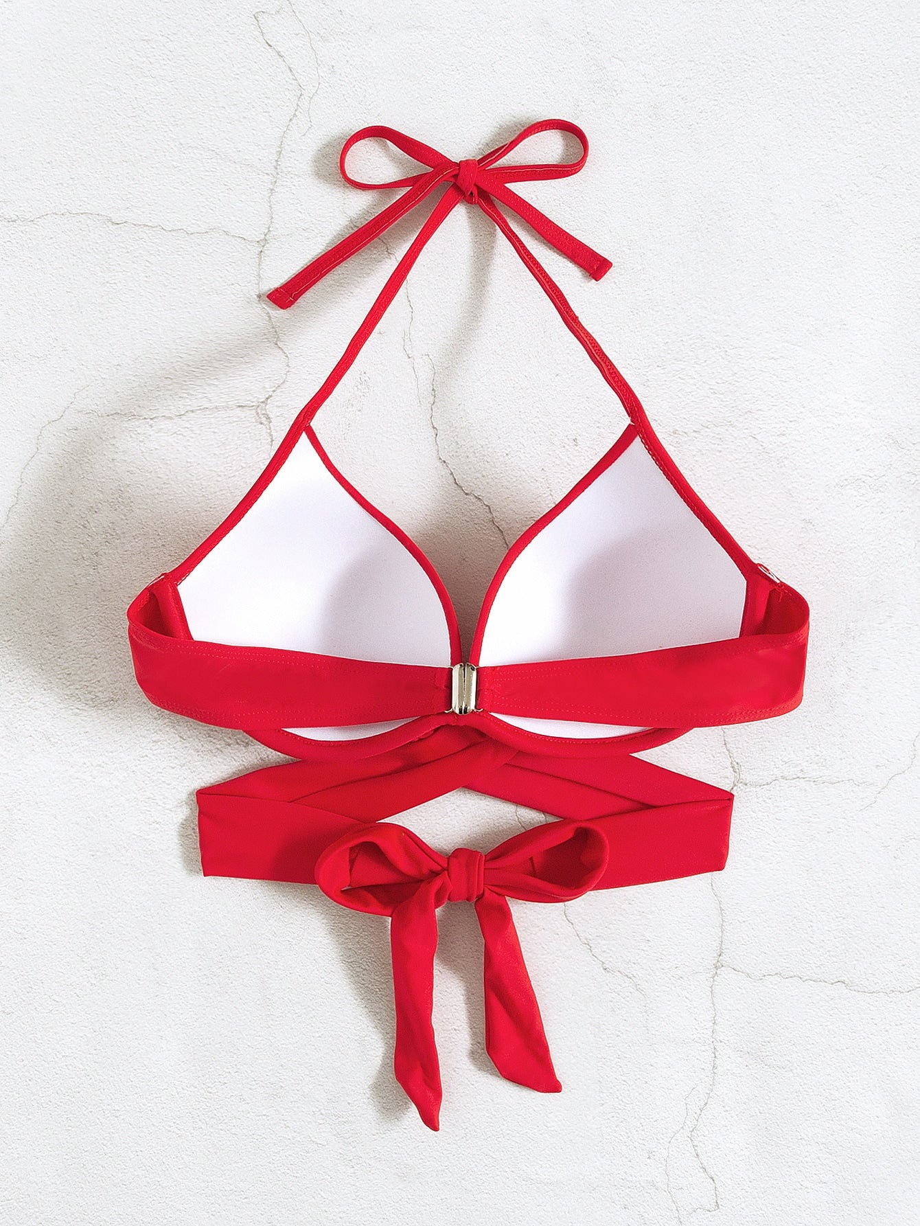 SHEIN Swim Basics Wrap Push Up Bikini Top