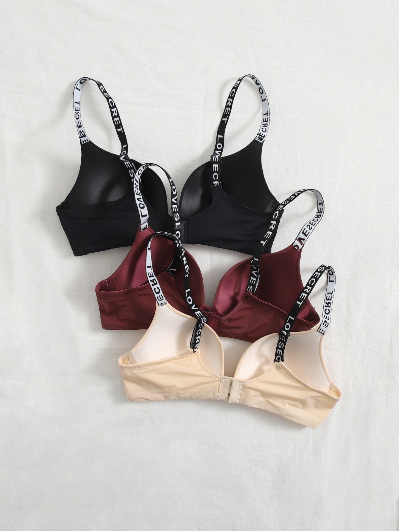 3pack Letter Tape Wireless Bra Set