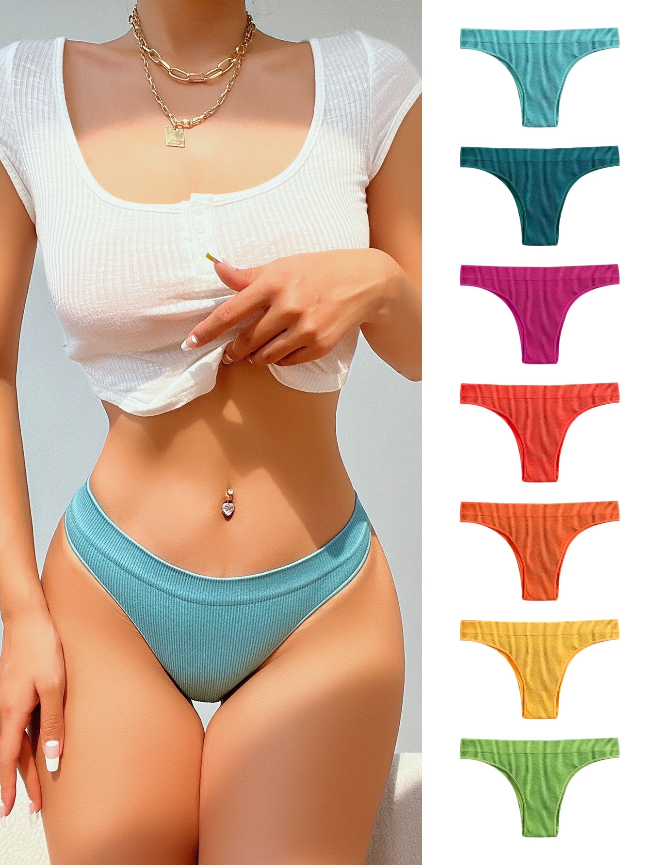 7pack Solid Seamless Panty S Multicolor 2