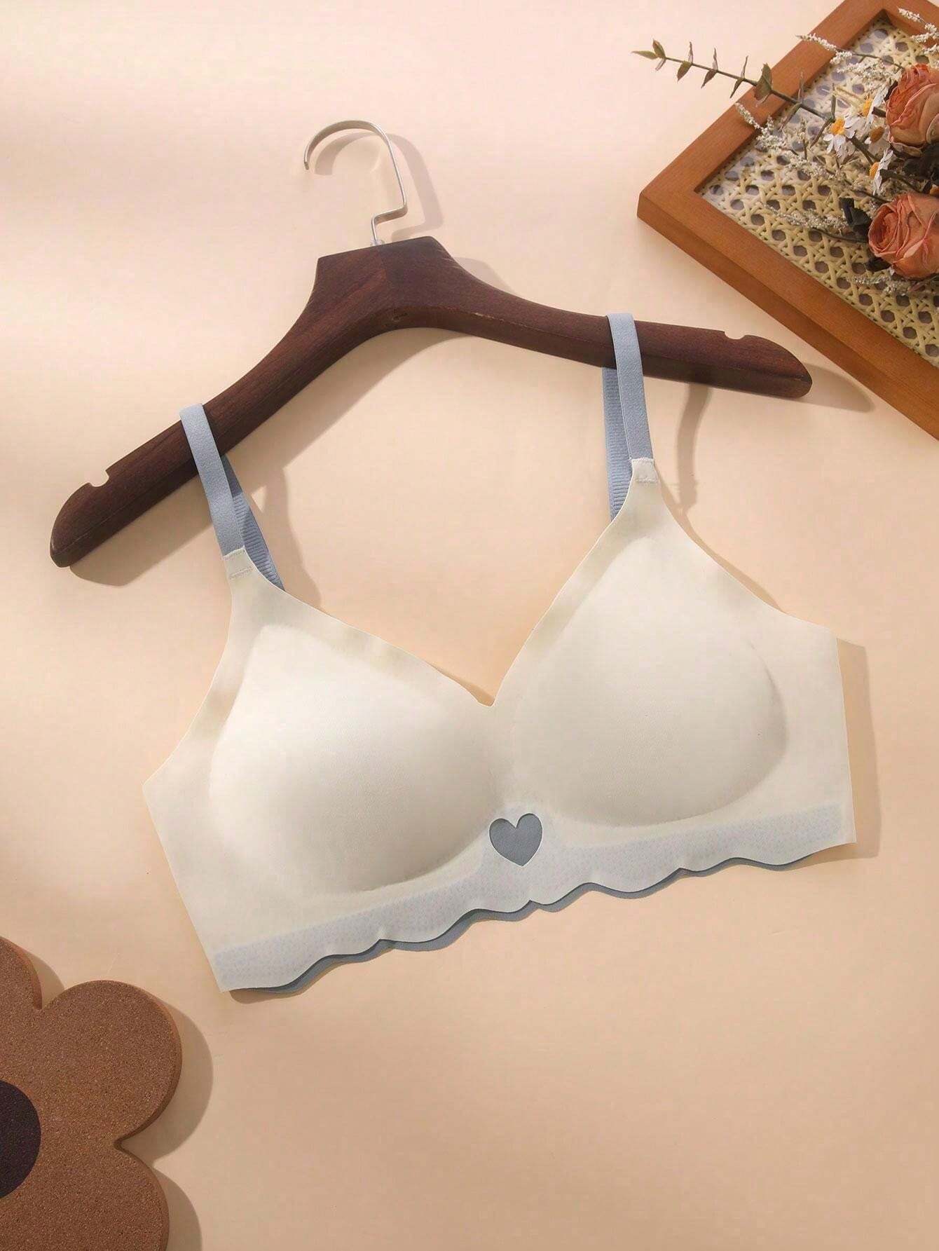 Women's Love Detail Underwear, Invisible, Non-Wired, Wrinkle-Free, Anti-Sagging, Push-Up, Comfortable, Lingerie