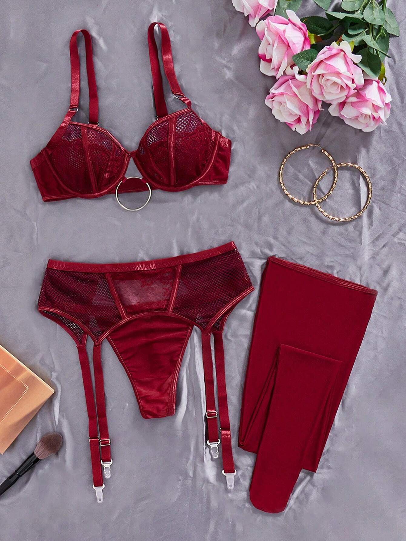 4pcs/Set Women Lingerie Outfit