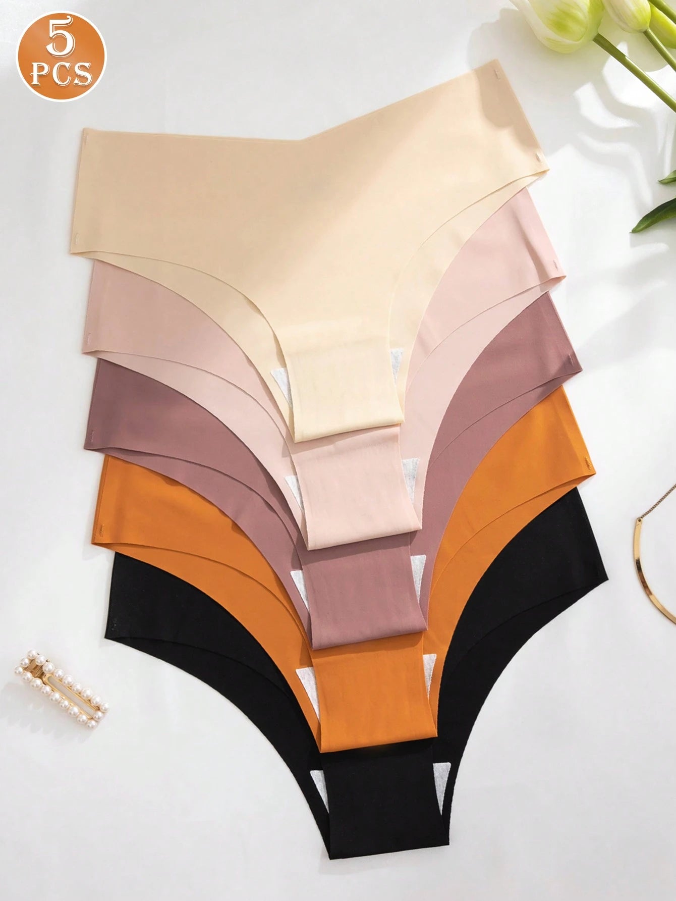 5pcs/Pack Women's Seamless Adhesive Breathable Sexy Bikini Briefs