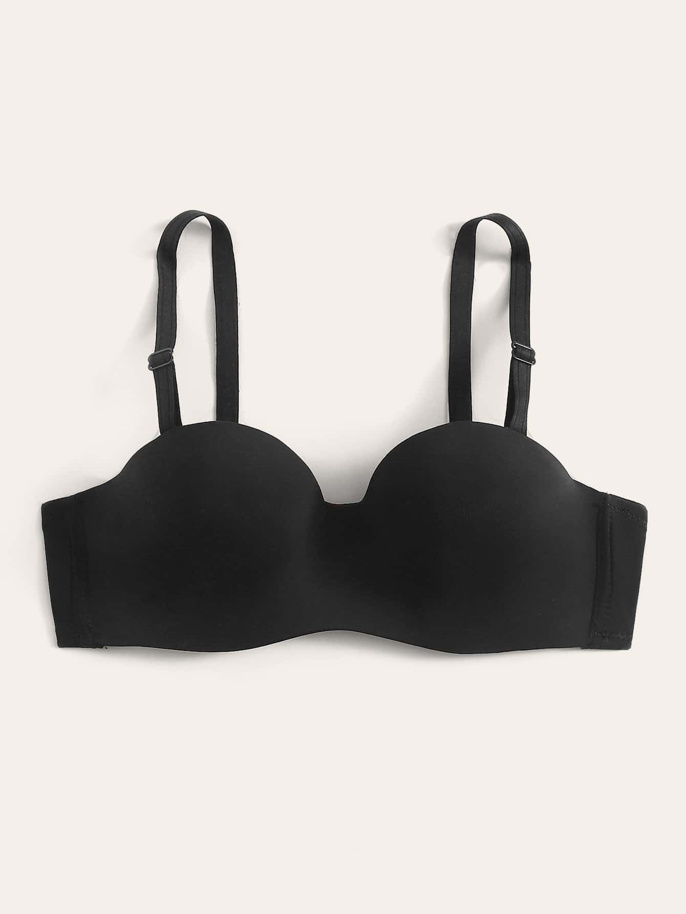 Solid Adjustable Strap Demi Bra
