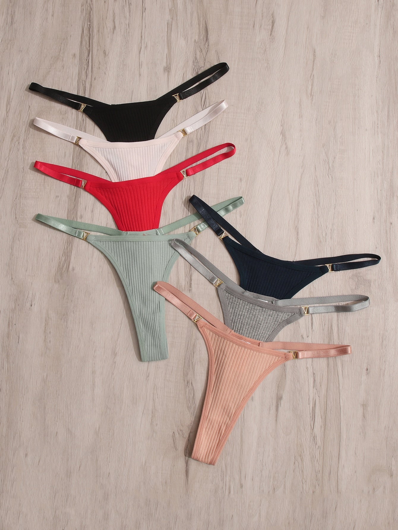 7pack Ribbed Knit Thong