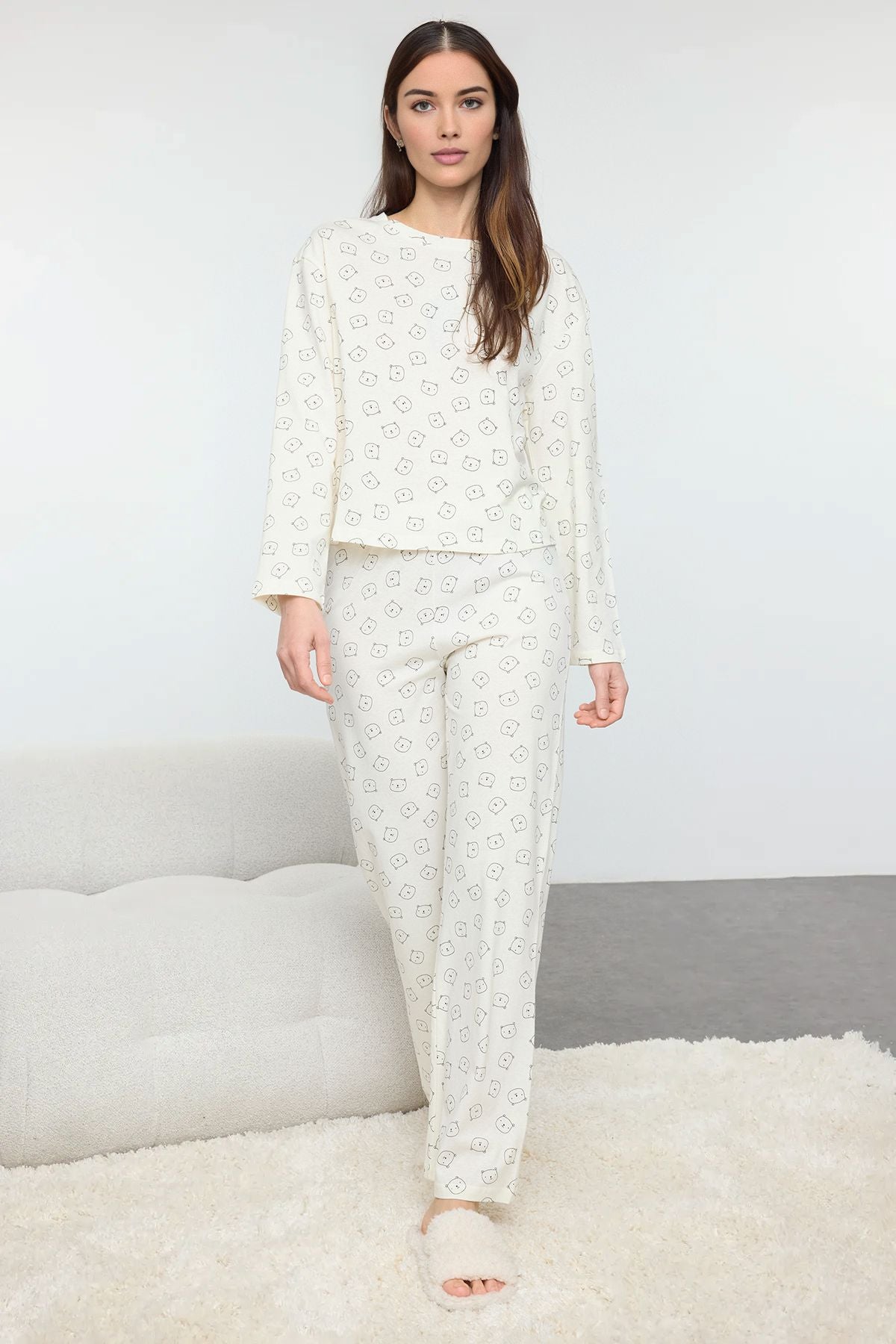 Knitted Sleepwear Set with Teddy Bear