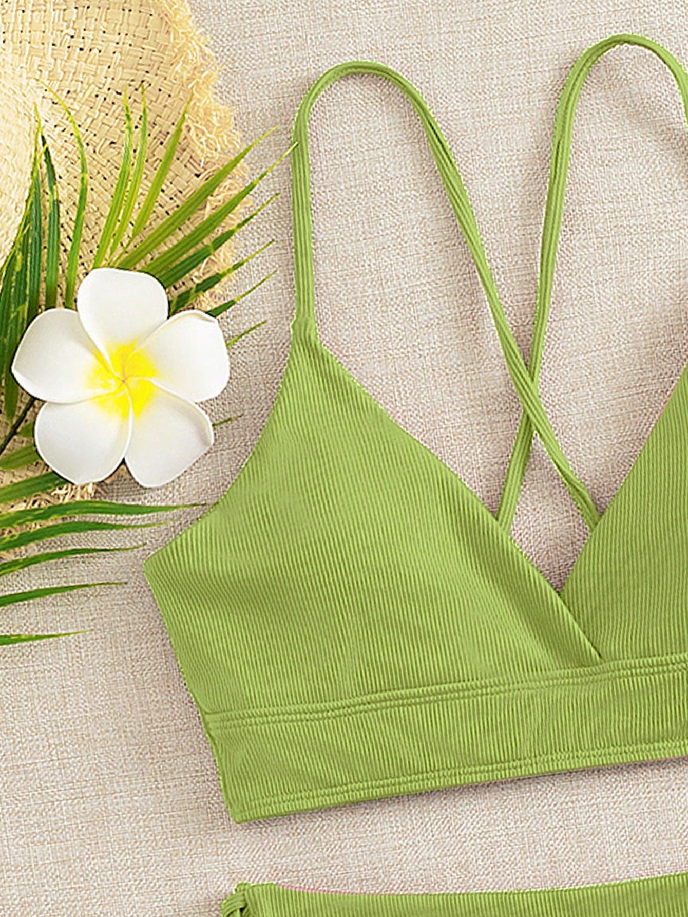 SHEIN Swim Basics Plain Tie Side Bikini Swimsuit