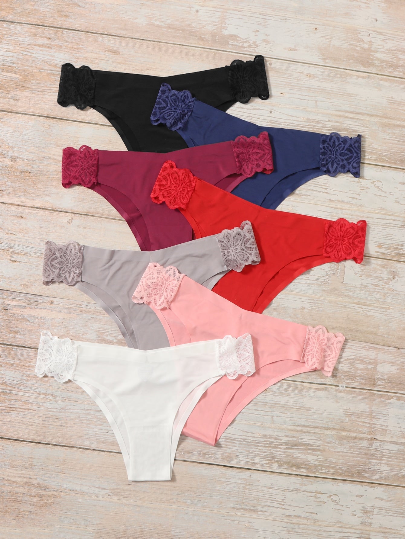 7pack Contrast Lace Panty Set