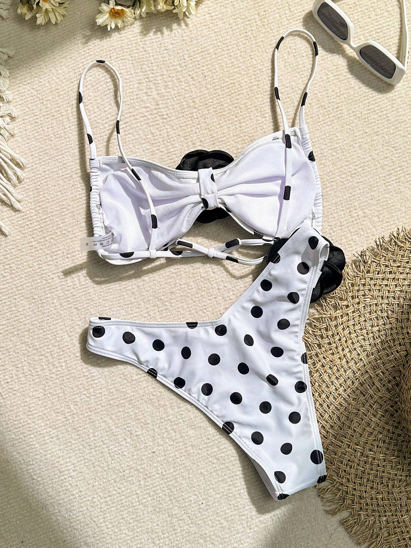 Women's Floral Decor 3d Flower Swimsuit Set