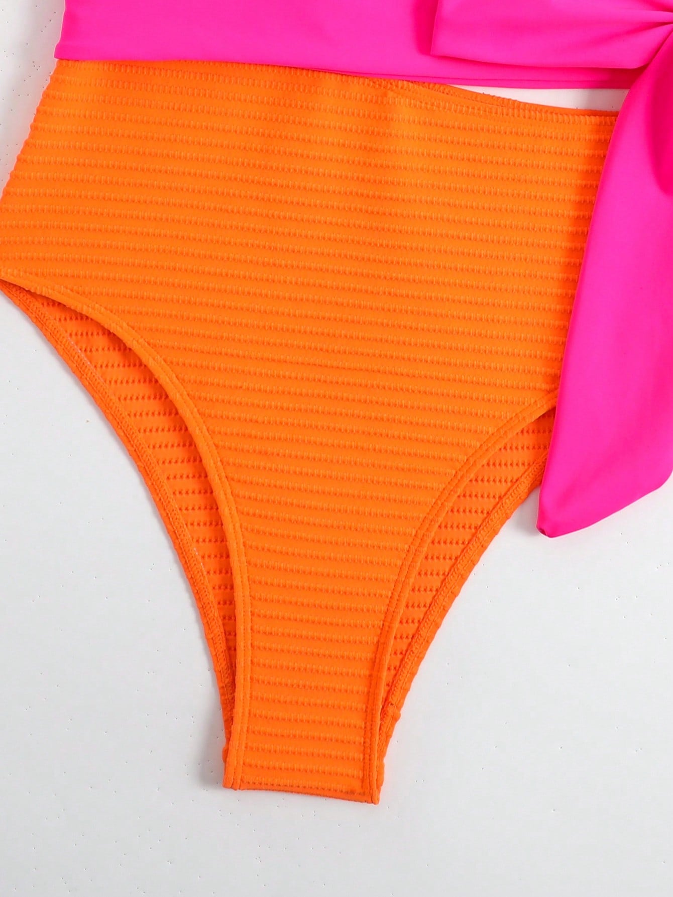 SHEIN Swim Chicsea Color Block Cut Out Knot One Shoulder One Piece Swimsuit