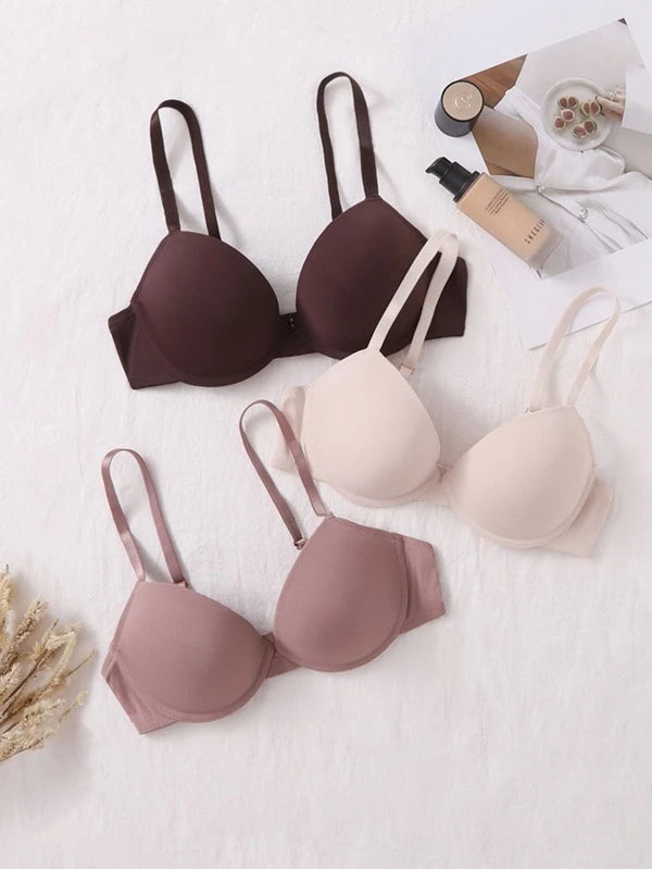 3pack Solid Underwire Bra Set