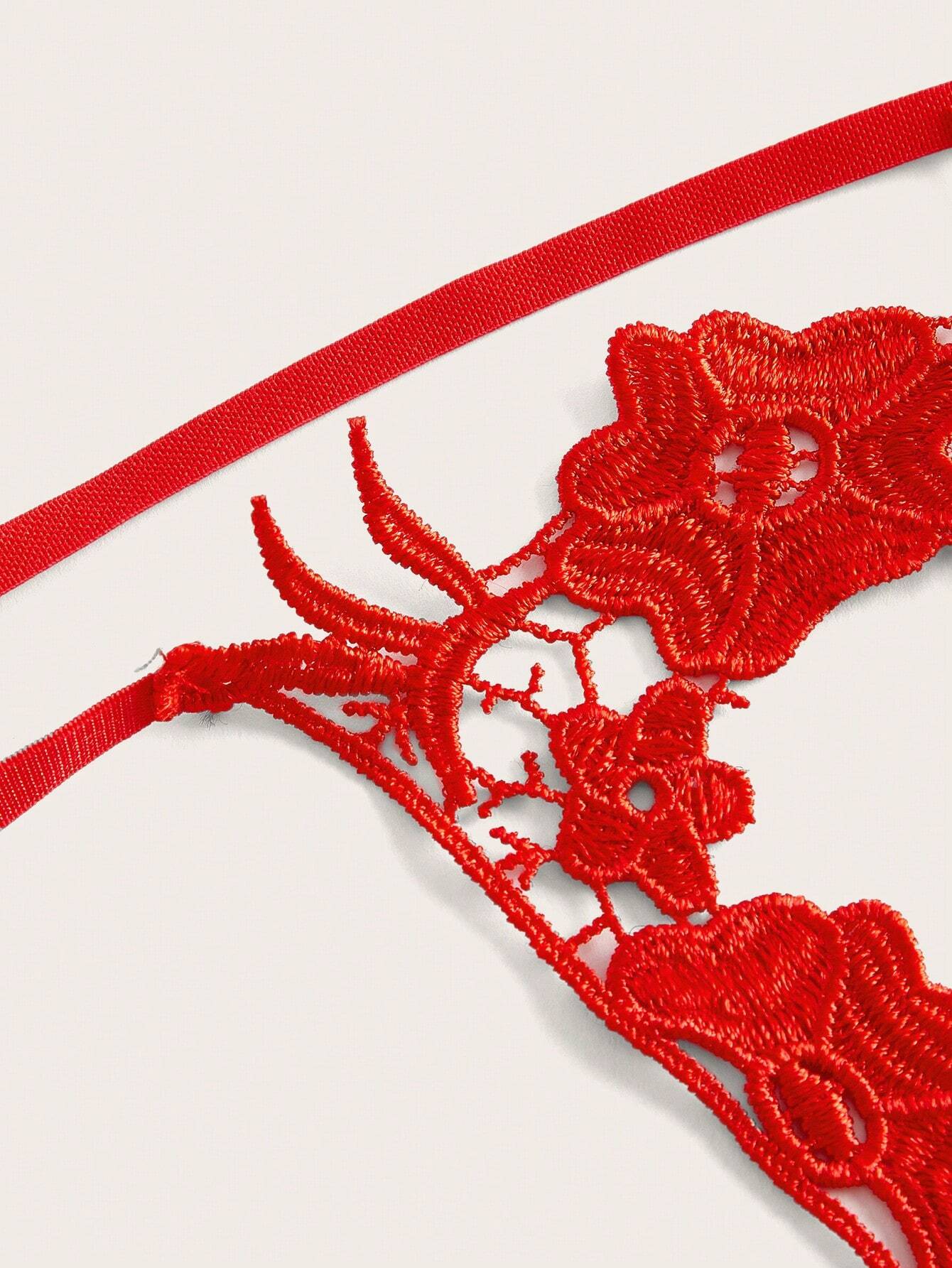 Floral Embroidery Halter Lingerie Set