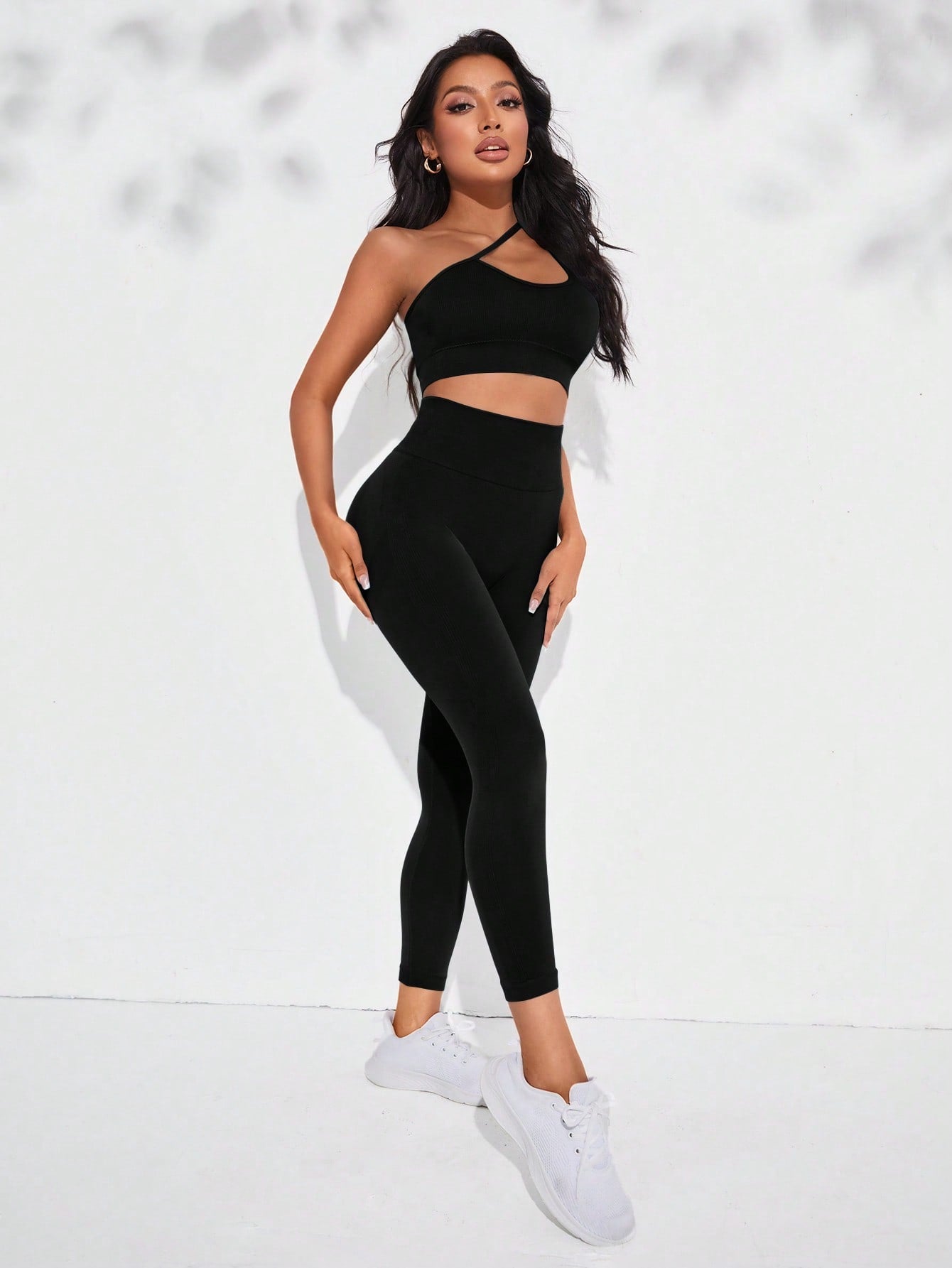 Yoga Sxy One Shoulder Ribbed Knit Sports Set