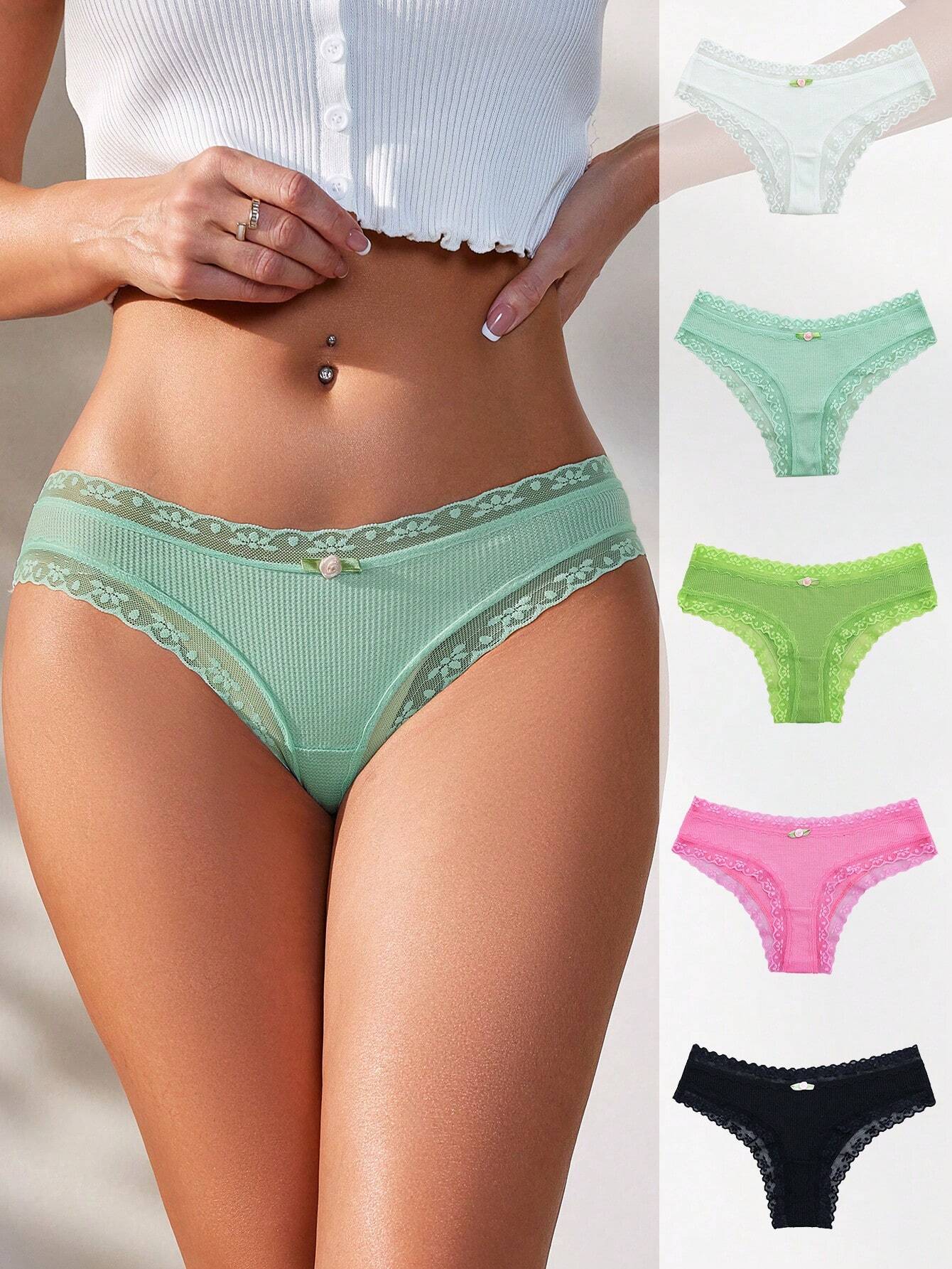 5pack Contrast Lace Panty Multicolor 4