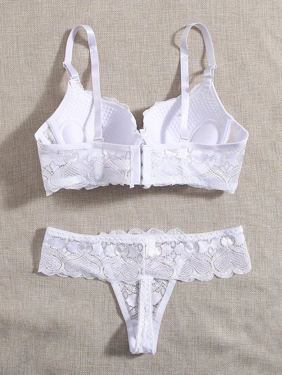 Floral Lace Super Push Up Lingerie Set