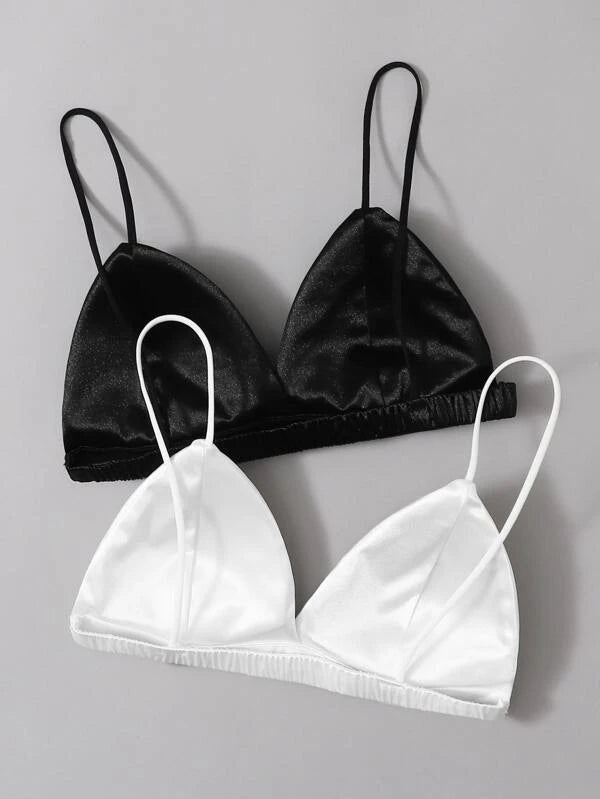2pack Satin Triangle Bra Set