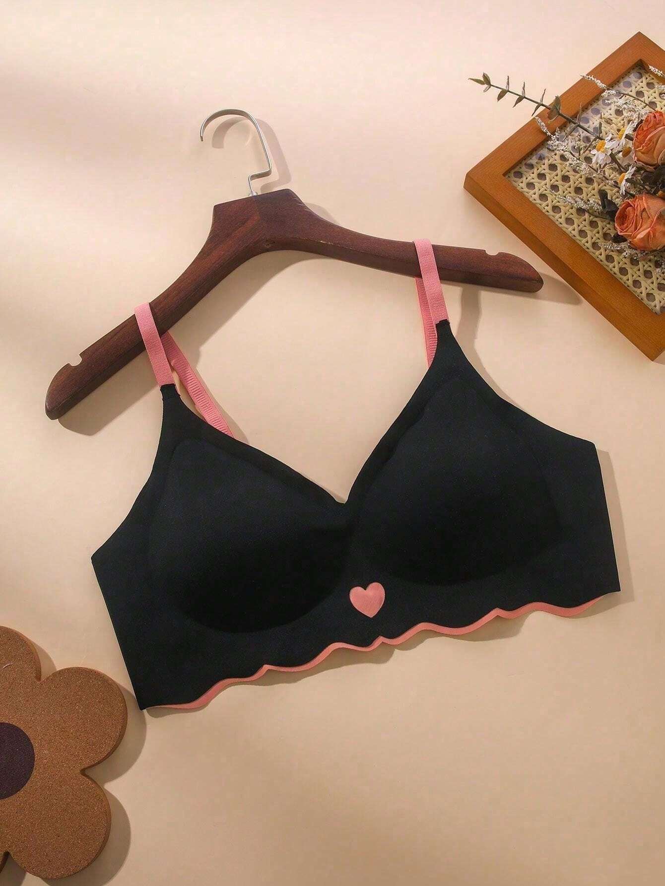 Women's Love Detail Underwear, Invisible, Non-Wired, Wrinkle-Free, Anti-Sagging, Push-Up, Comfortable, Lingerie
