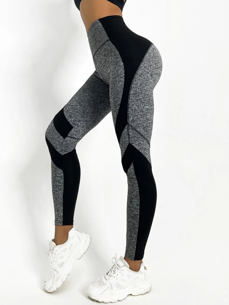 Two Tone Yoga Leggings Tummy Control Sports Tights