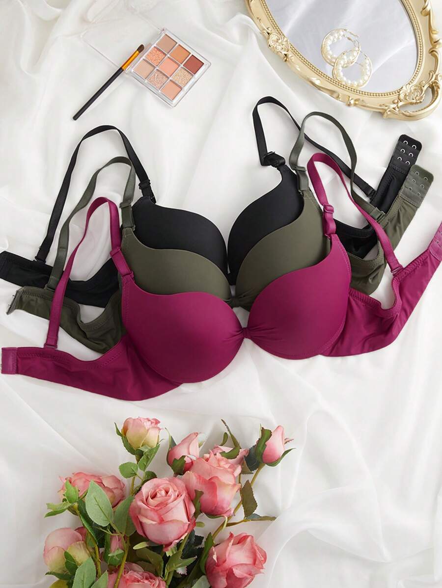 3pack Solid Underwire Bra Set