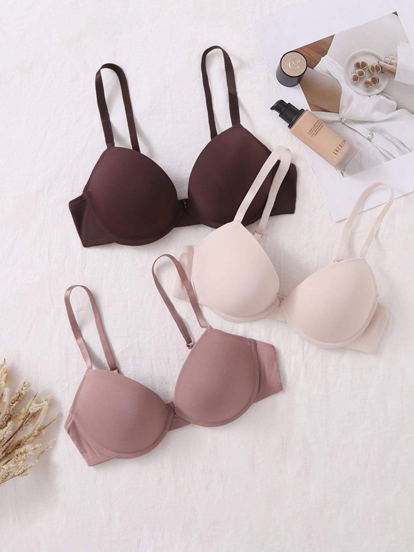 3pack Solid Underwire Bra Set