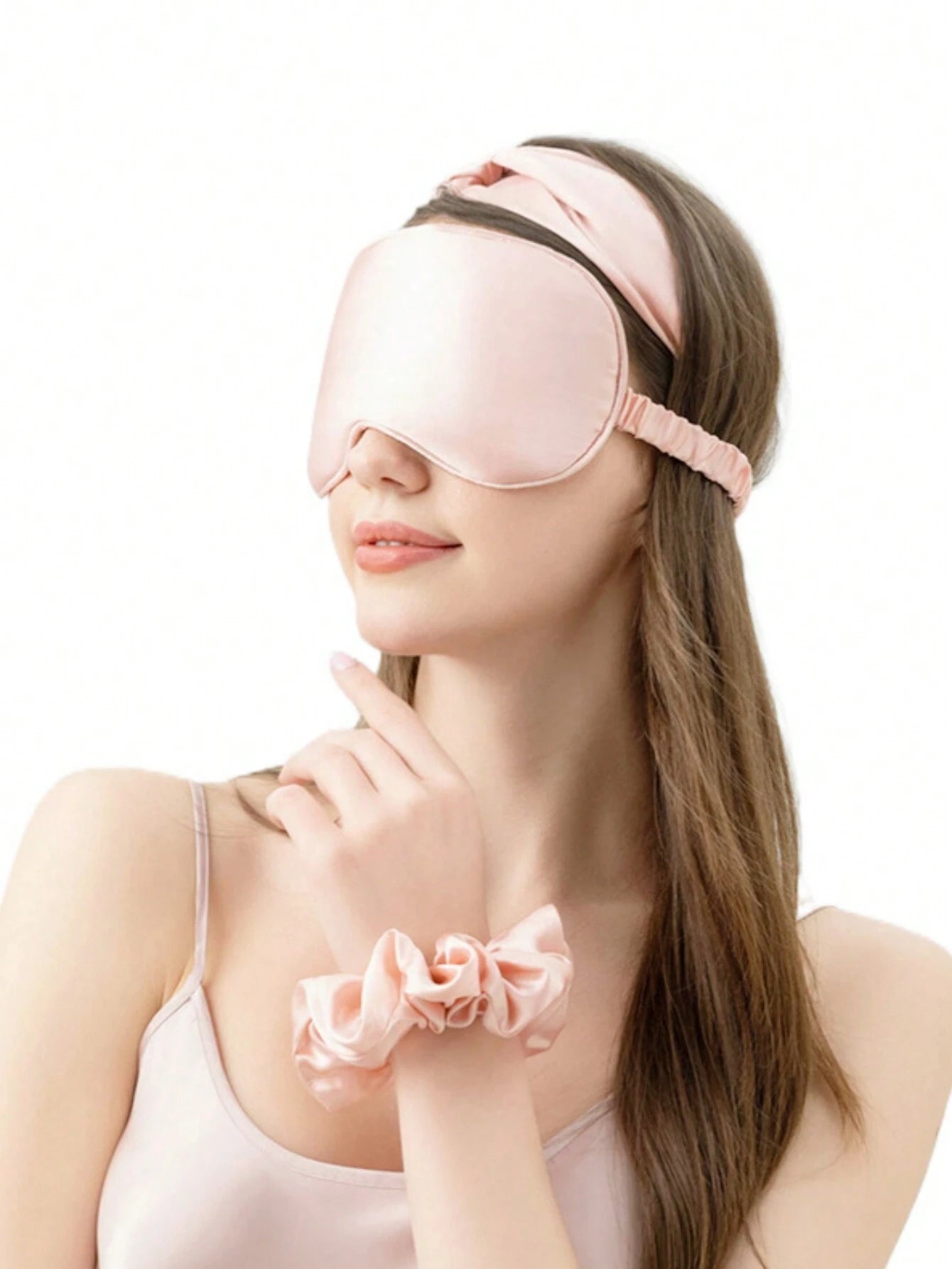 4pcs/Set Silk-Like Eye Mask, Headband, Scrunchie And Sleep Set