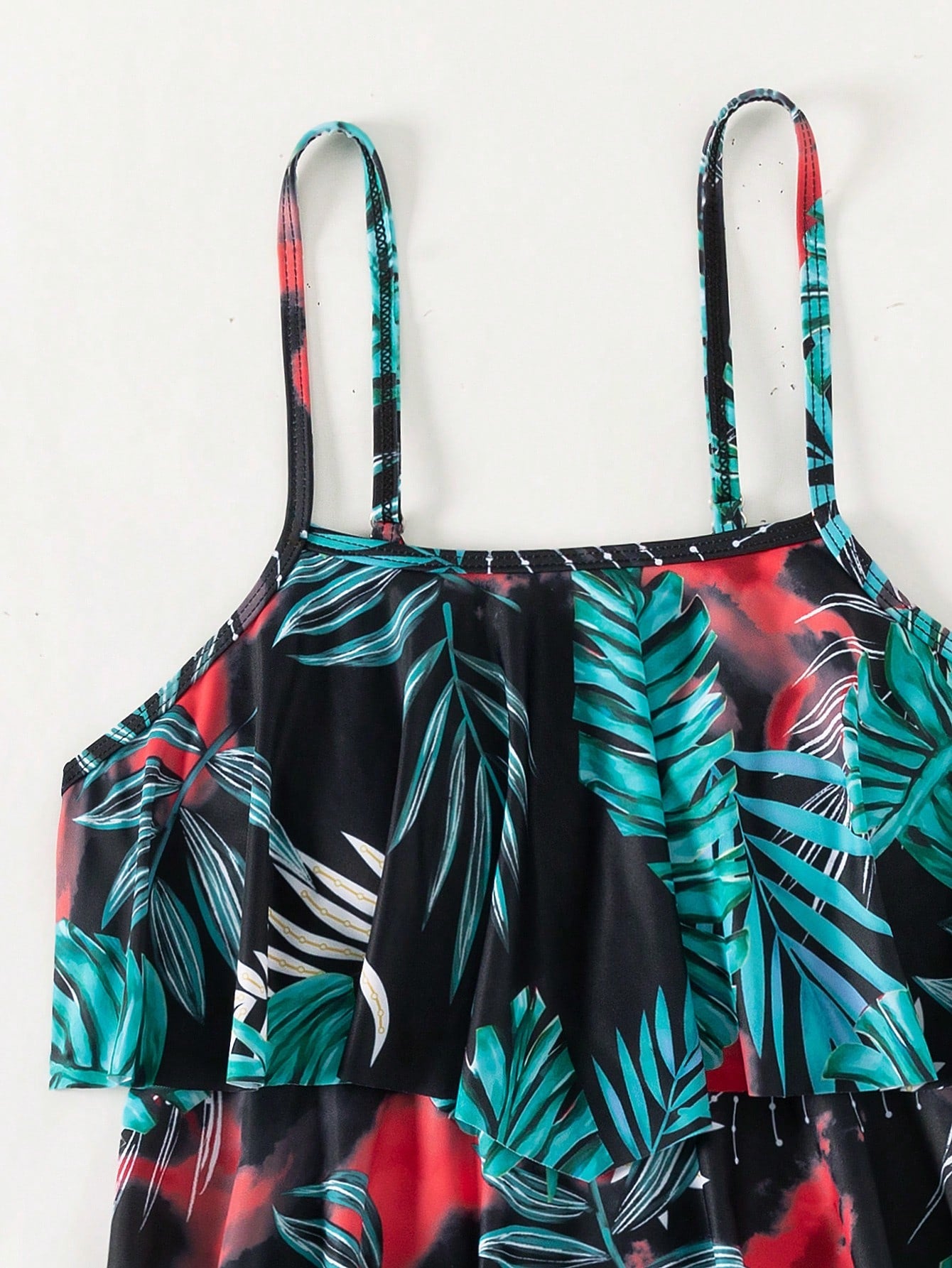 SHEIN Swim Vcay Ruffle Hem Ruched Bikini Swimsuit
