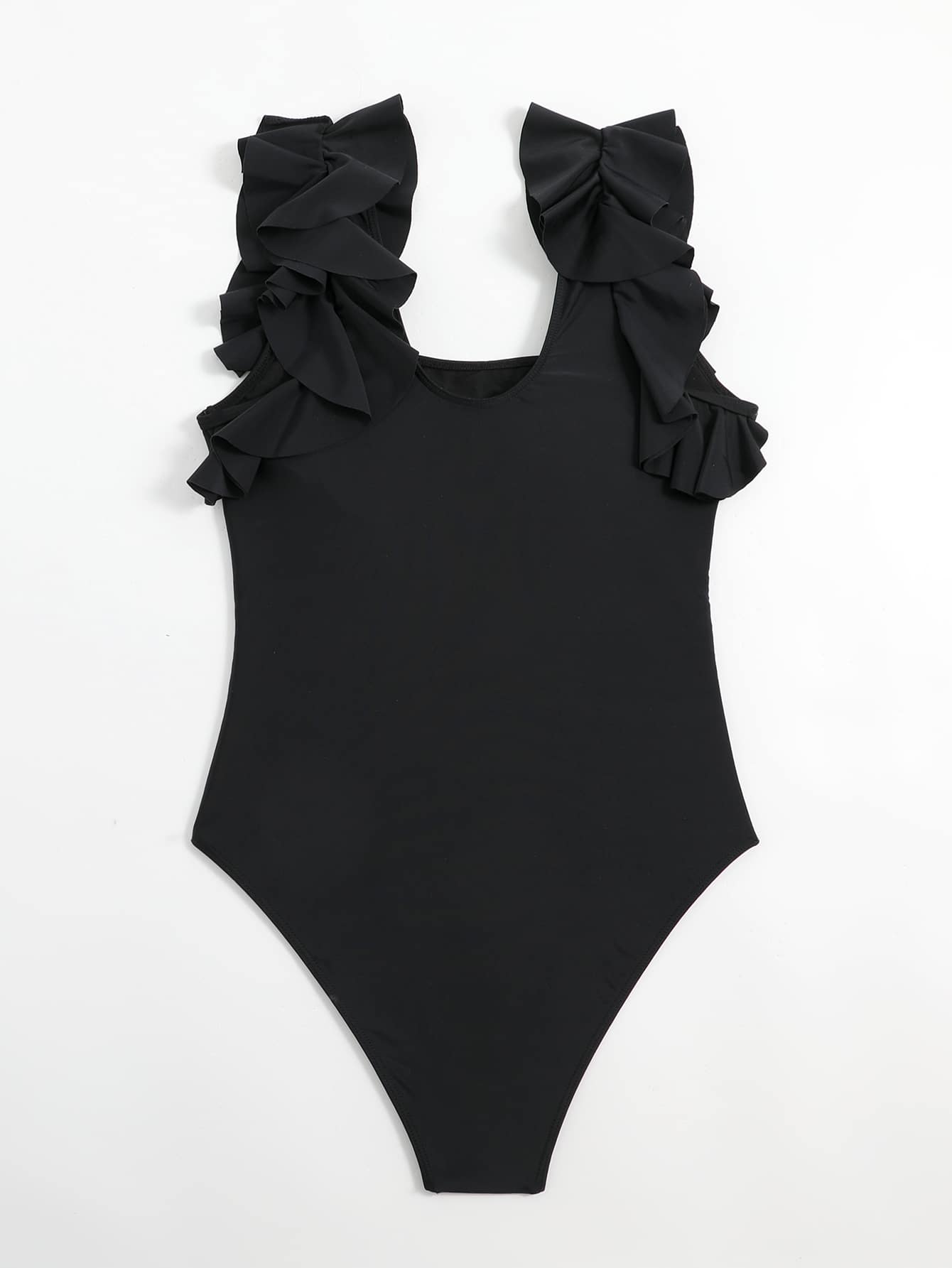 View Outfits SHEIN SHEIN Swim Chicsea Ruffle Trim Ruched Bust One Piece Swimsuit