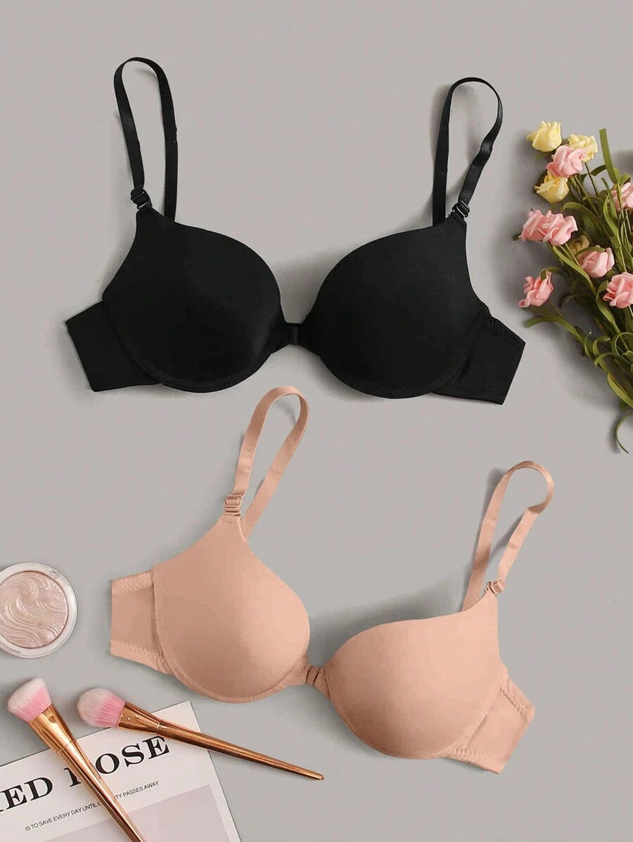 2pack Solid Underwire Bra Set