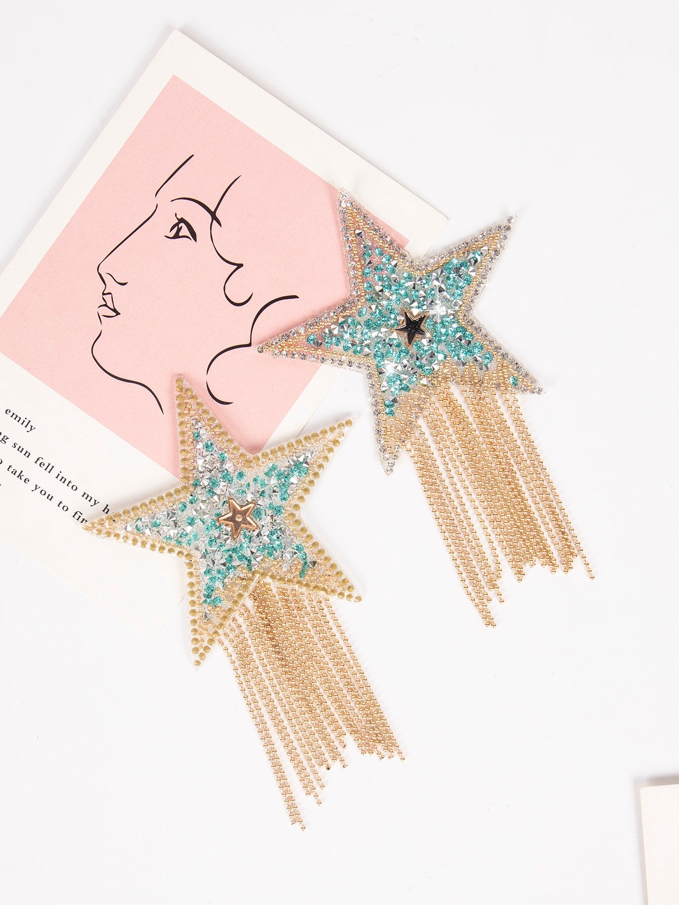 Plus 1pair Fringe Hem Studded Star Shaped Nipple Cover