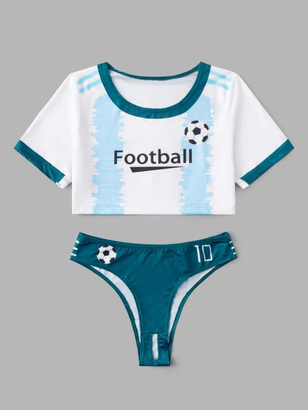 Sexy Crotchless Soccer Costume Multicolor