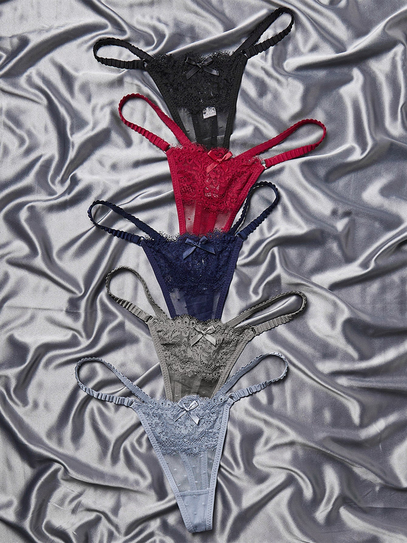 5pack Floral Lace Thong