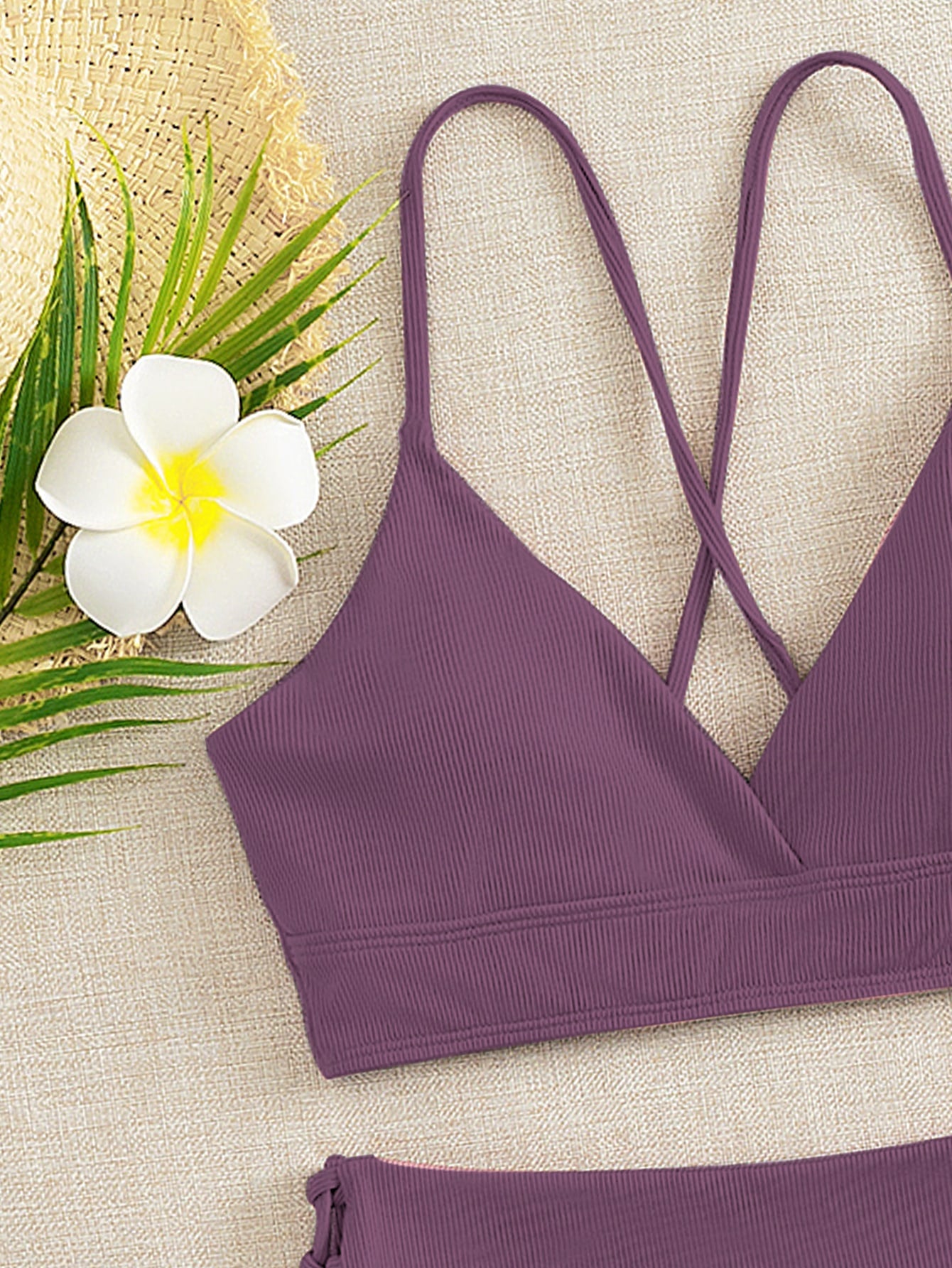 SHEIN Swim Basics Plain Tie Side Bikini Swimsuit