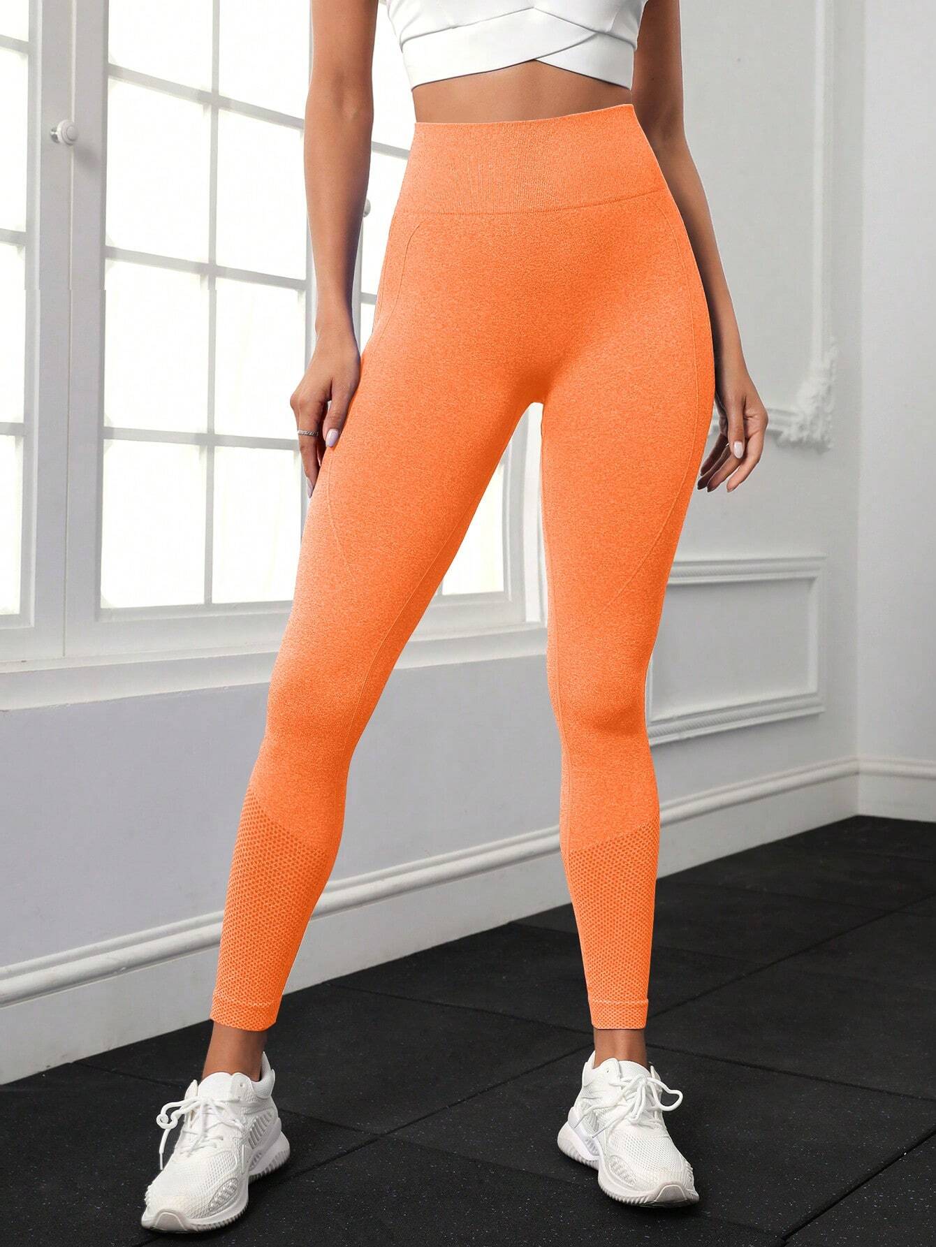 Yoga Basic Yoga Leggings Seamless Slight Stretch Bubble Butt Push Up Tummy Control Gym Leggings