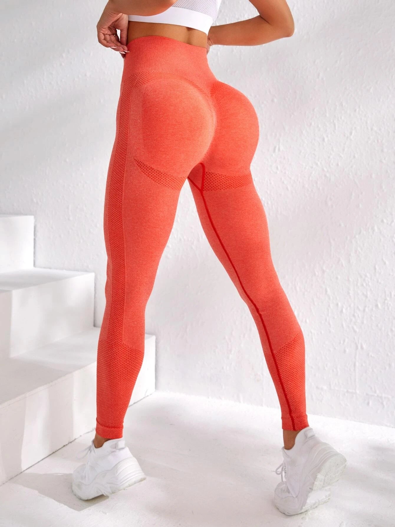 Yoga Basic Yoga Leggings Seamless Slight Stretch Bubble Butt Push Up Tummy Control Gym Leggings