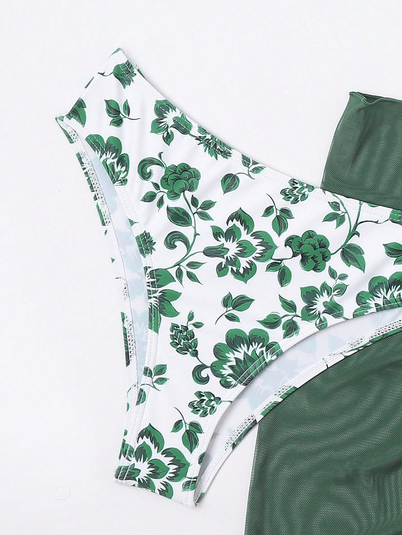 SHEIN Swim Mod Floral Print Halter Triangle Bikini Swimsuit With Beach Skirt