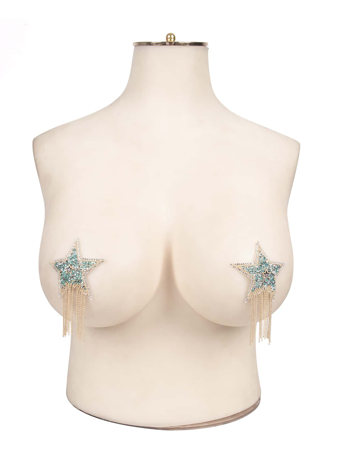 Plus 1pair Fringe Hem Studded Star Shaped Nipple Cover