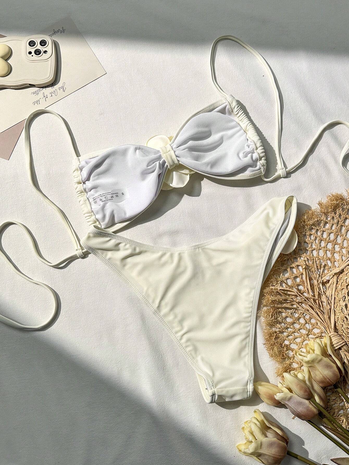 Women's Floral Decor 3d Flower Swimsuit Set