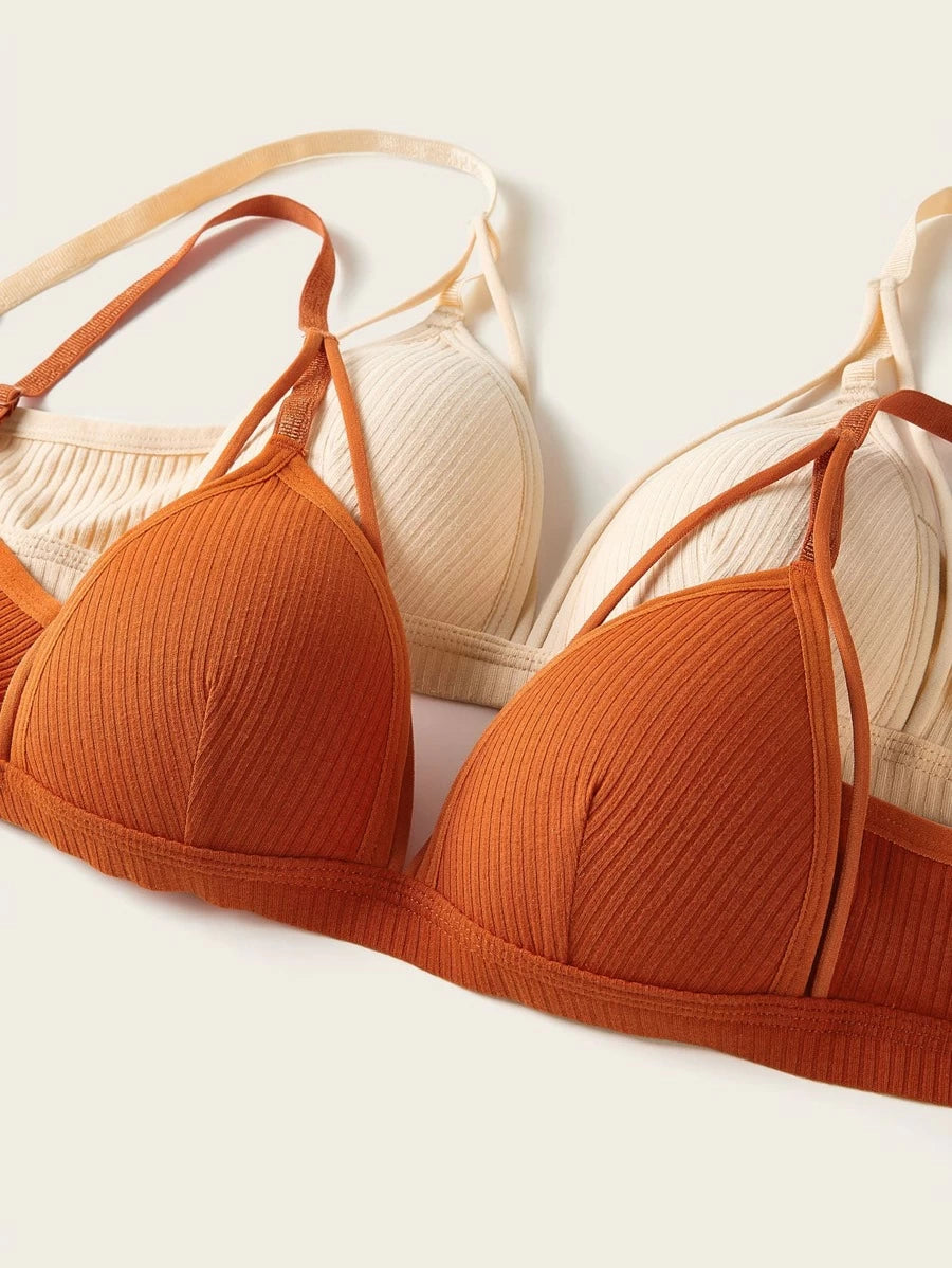 2pack Ribbed Harness Bra Set