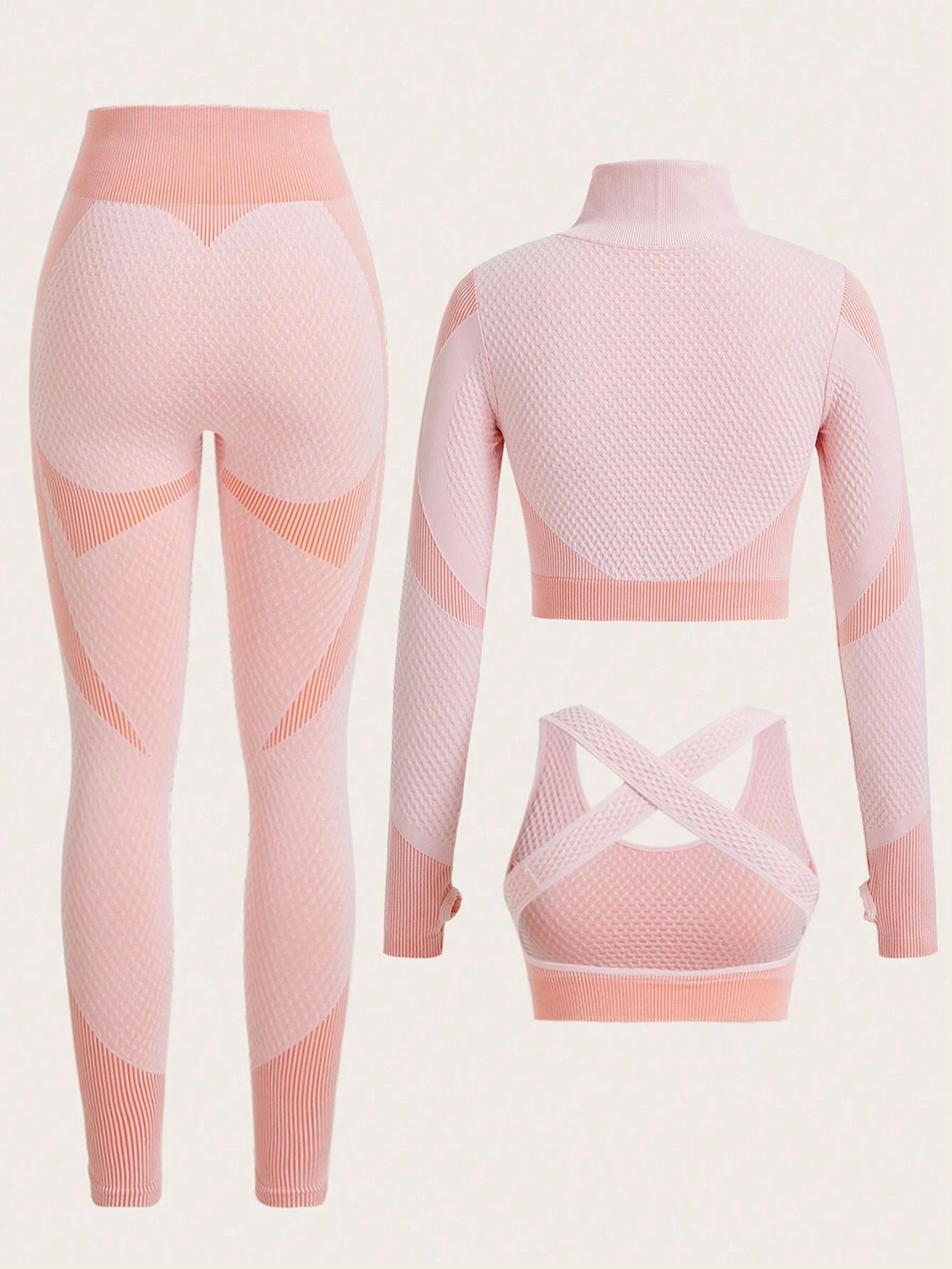 Yoga Futuristic Seamless High Stretch Thumbholes Sports Jacket &amp; Sports Bra &amp; Sports Leggings