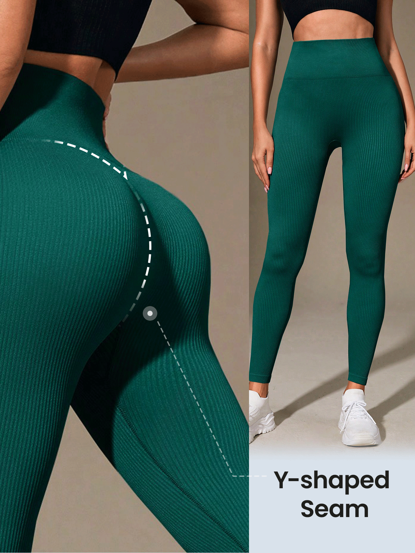 Yoga Basic Solid Wideband Waist Sports Leggings