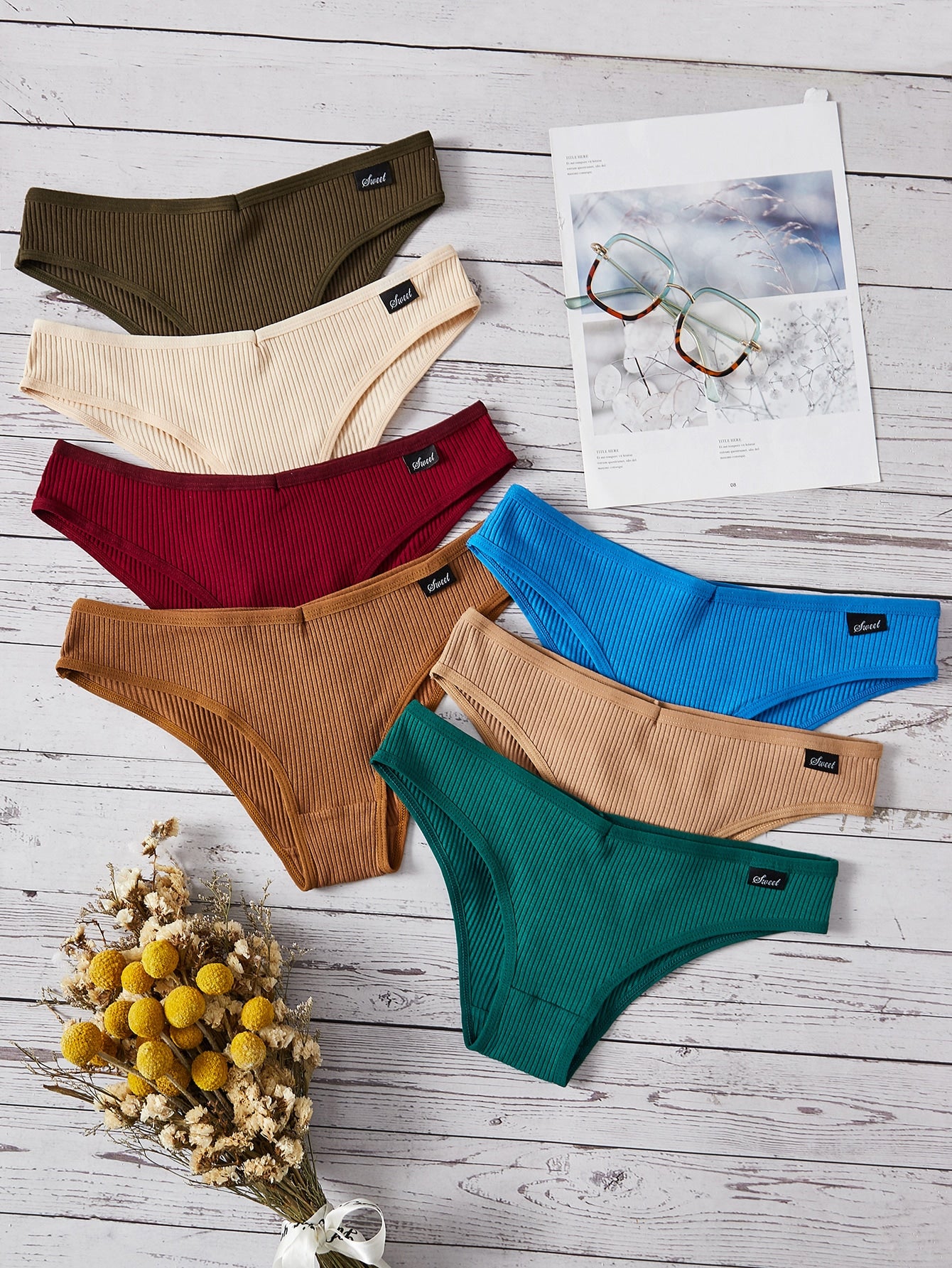 7pack Solid Rib Panty S Multicolor 3